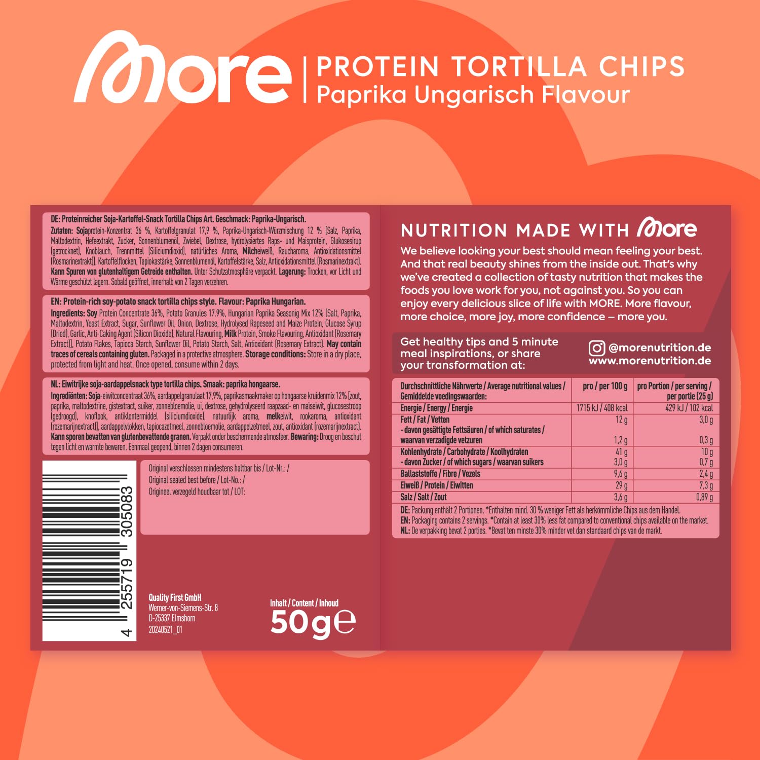 More Nutrition Protein Tortilla Chips 6er à 50g Box – Bild 6